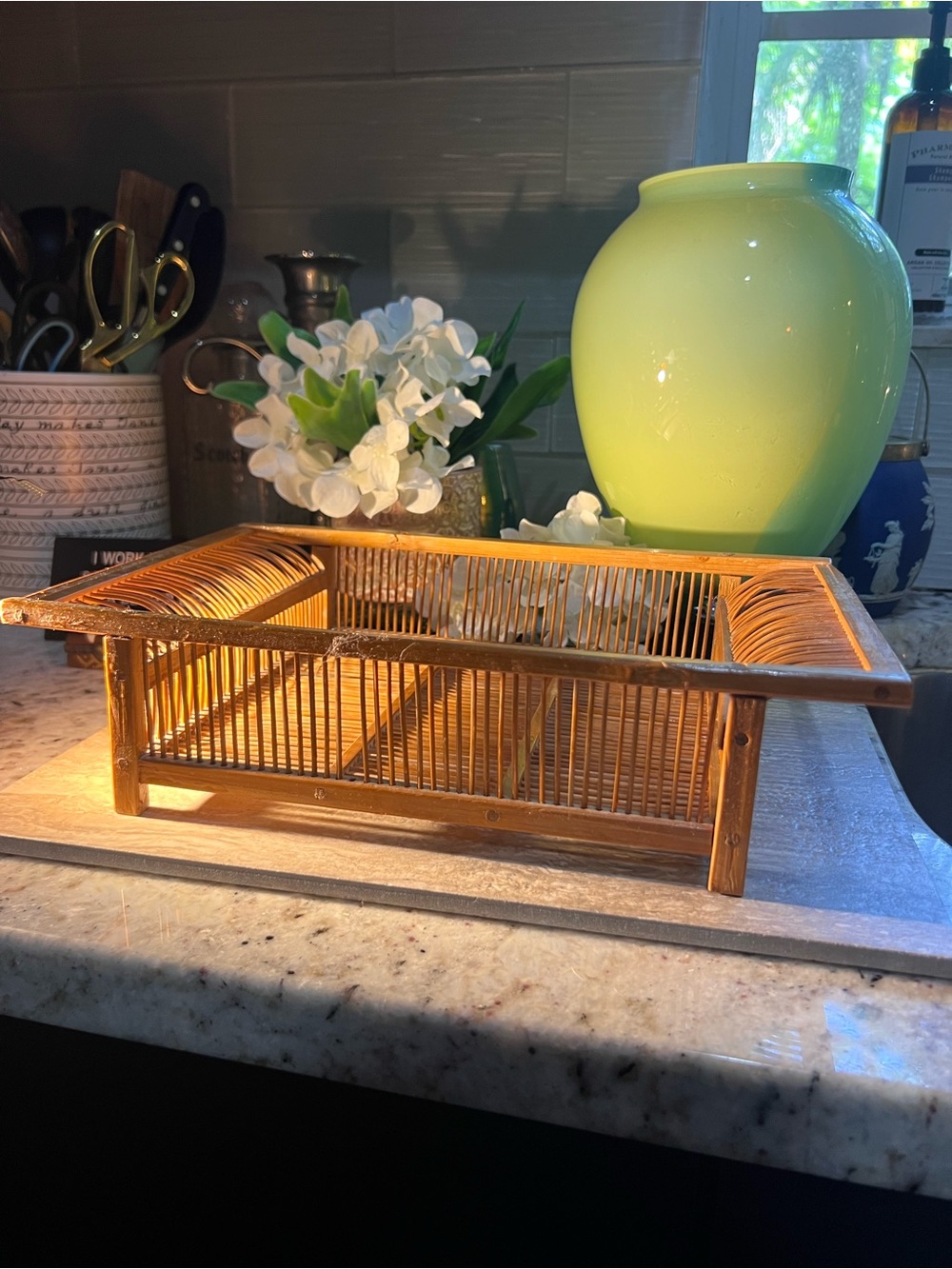 Mid Century Handcrafted Bamboo Decor Desk Tray - Natural Brown
